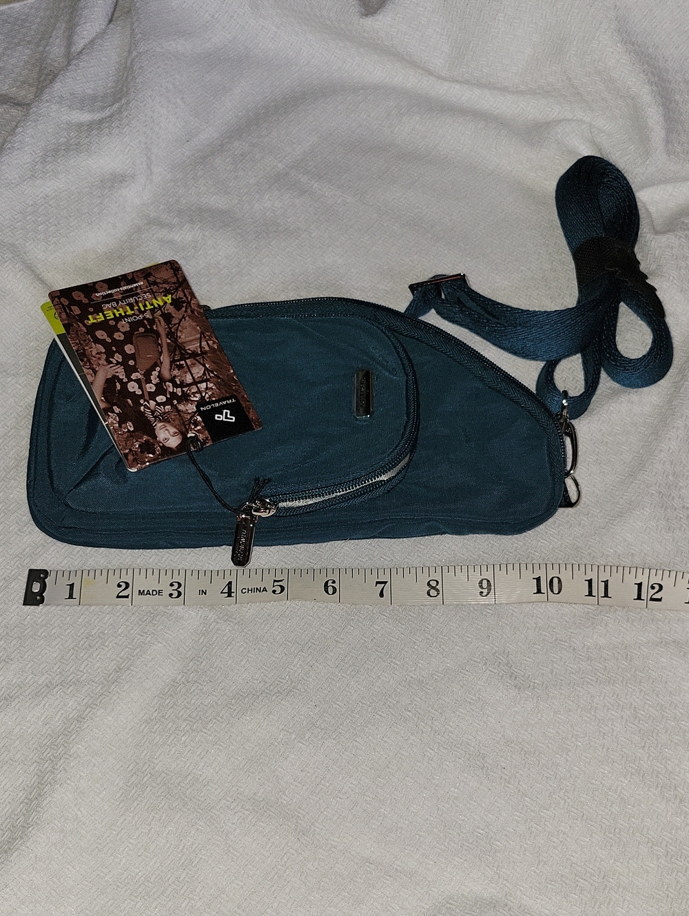 Travelon Essentials Mini Asymmetric Crossbody Bag Peacock NWT - Picture 8 of 8